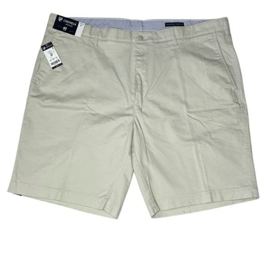 Cremieux Mens Chino Flat Front Stretch Shorts Madison Stone 42" Waist 9"‎ Inseam
